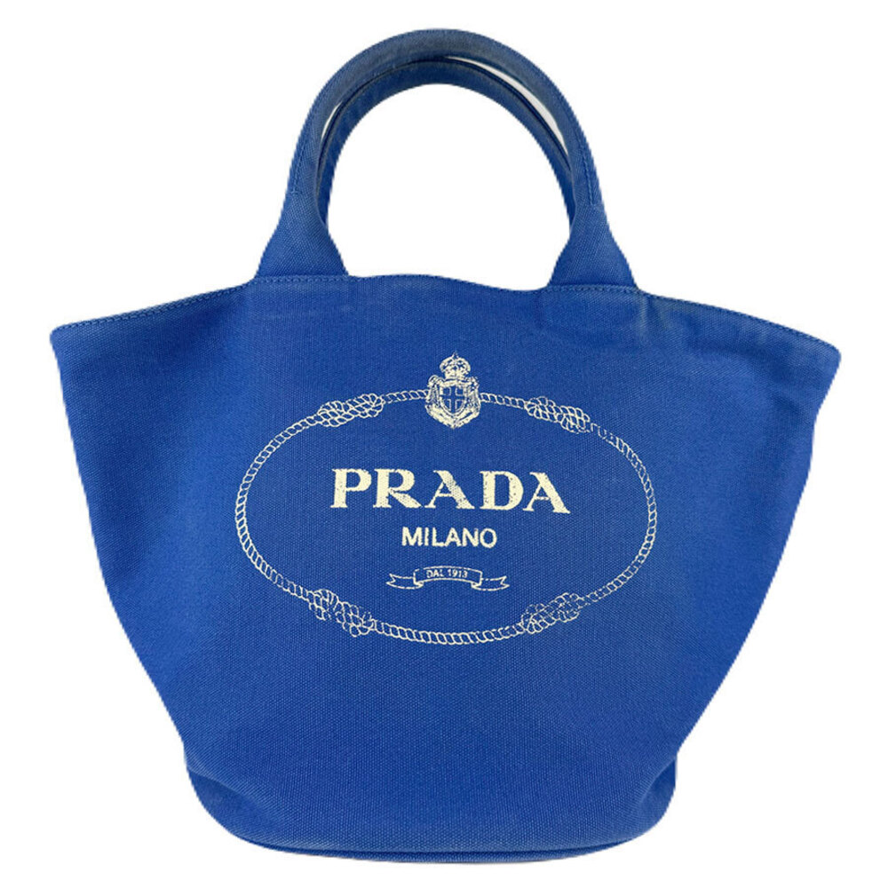 Prada 2way Shoulder Bag Canapa Canvas Blue